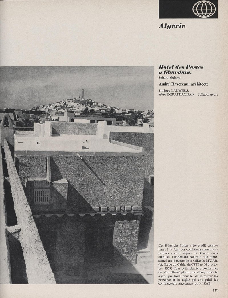 Hôtel des postes à Ghardaia, Algérie | André Ravereau