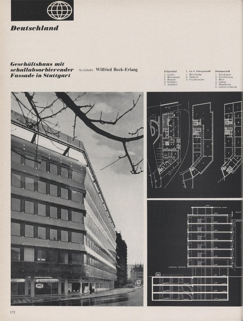 Geschäfthaus mit Schallabsorbierender Fassade in Stuttgart, Allemagne | Wilfried Beck-Erlang