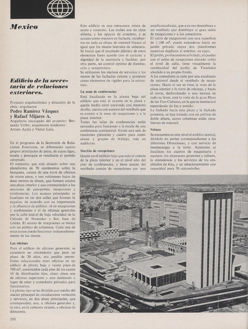Edificio de la secretaria de relaciones exteriores, Mexico | Pedro Ramírez Vásquez, Rafael Mijares