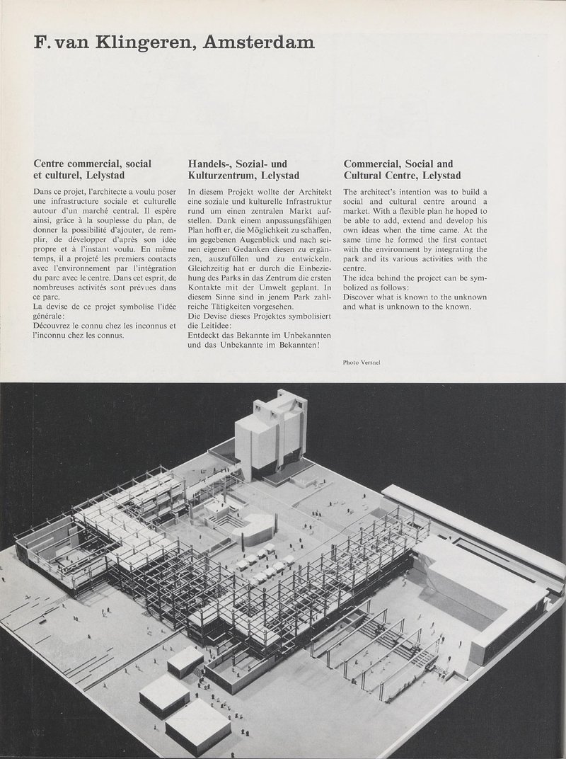 Projet: Centre commercial, social et culturel, Lelystad, Hollande | F. van Klingeren