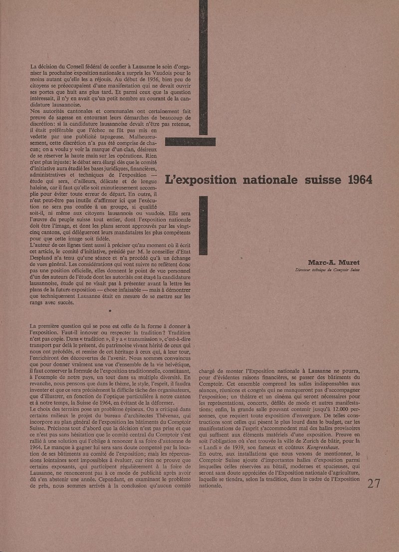 L’Exposition nationale suisse de 1964 | Marc-A. Murat