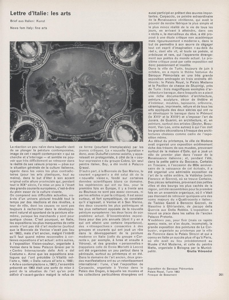 Lettre d'Italie: Les arts | Giulia Veronesi
