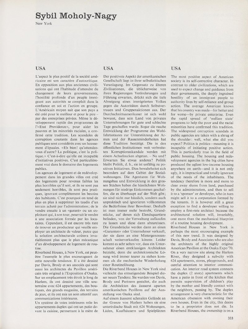 Lettre des USA | Sibyl Moholy-Nagy