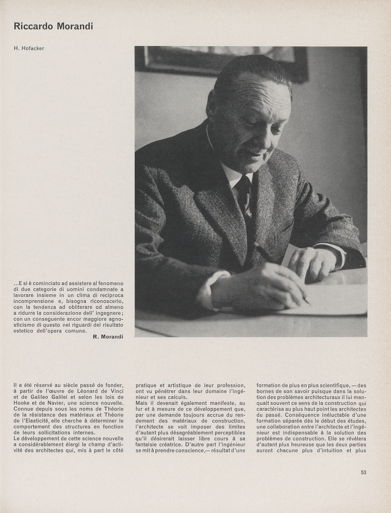 L’œuvre de Riccardo Morandi / H. Hofacker