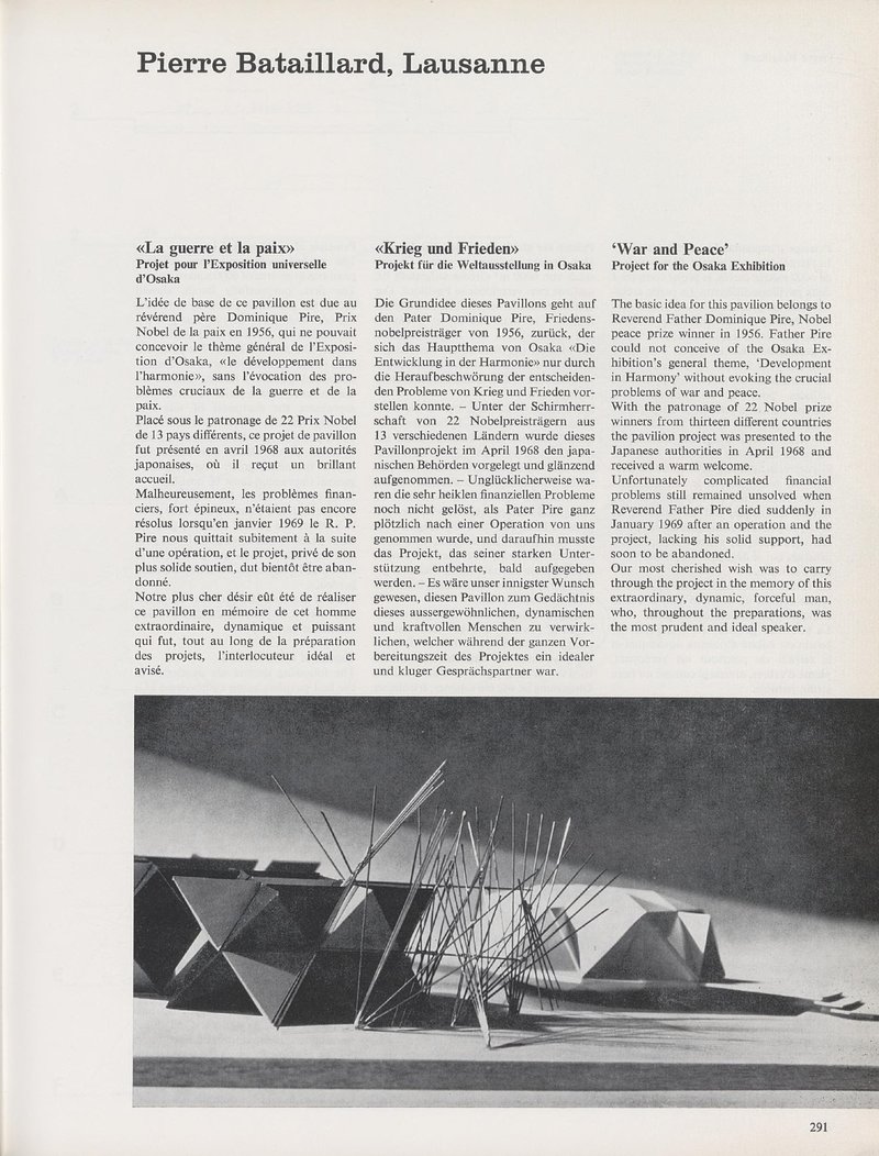 «La guerre et la paix» Projet pour l’Exposition universelle d’Osaka, Japon | Pierre Bataillard