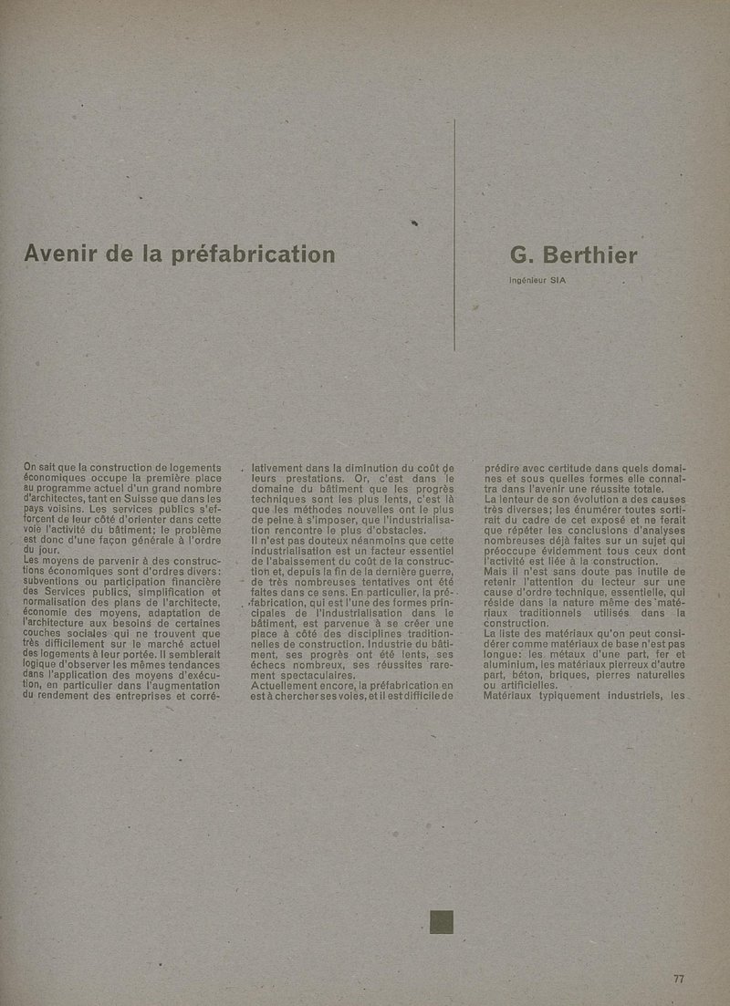 Avenir de la préfabrication | G. Berthier