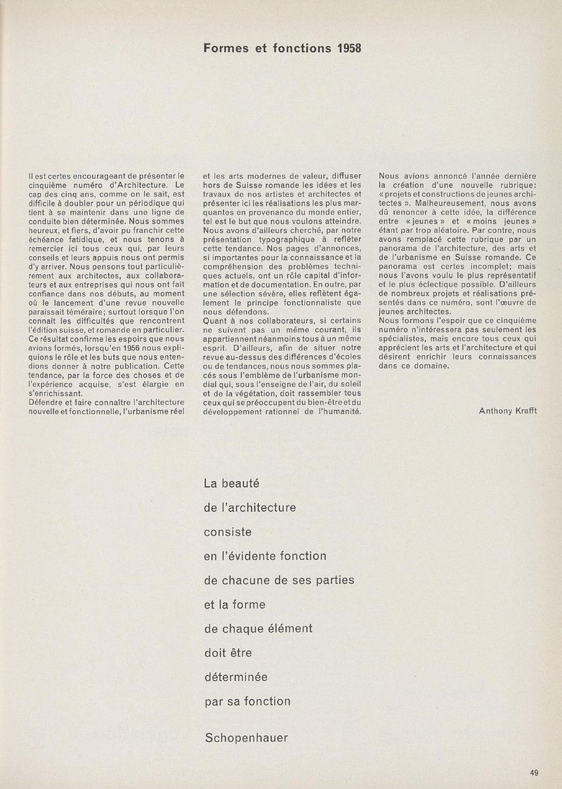 Formes et fonctions 1958 | Anthony Krafft