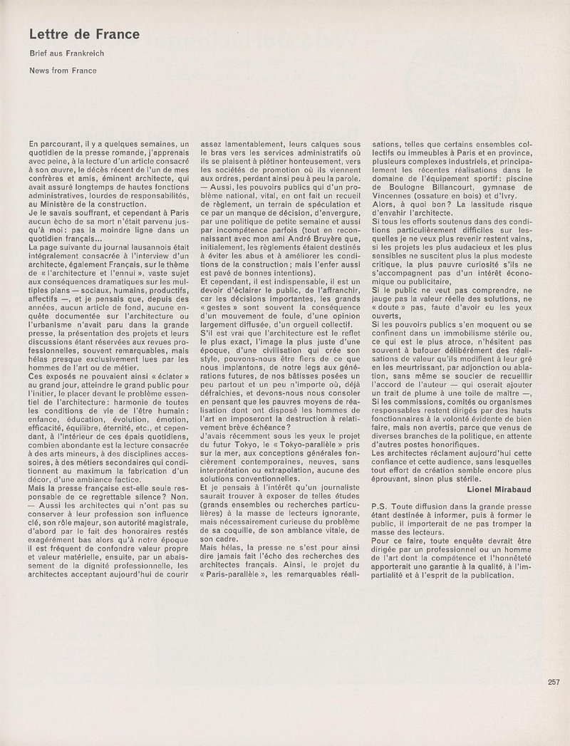 Lettre de France | Lionel Mirabaud