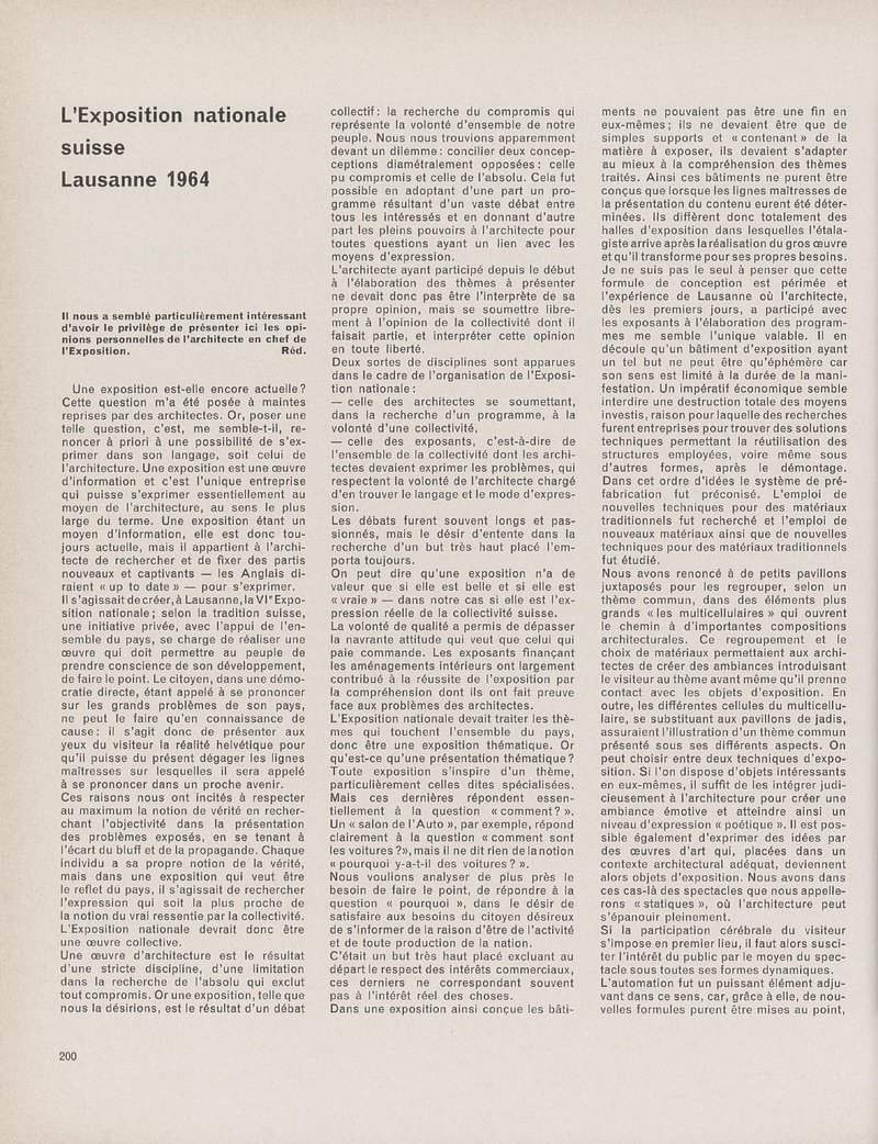 L'Exposition Nationale Suisse, Lausanne 1964 / Alberto Camenzind