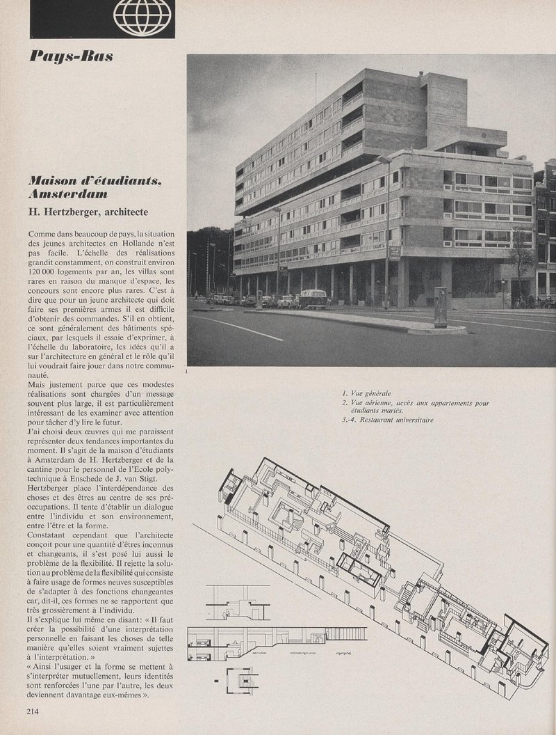 Maison d’étudiants, Amsterdam, Hollande | H. Hertzberger