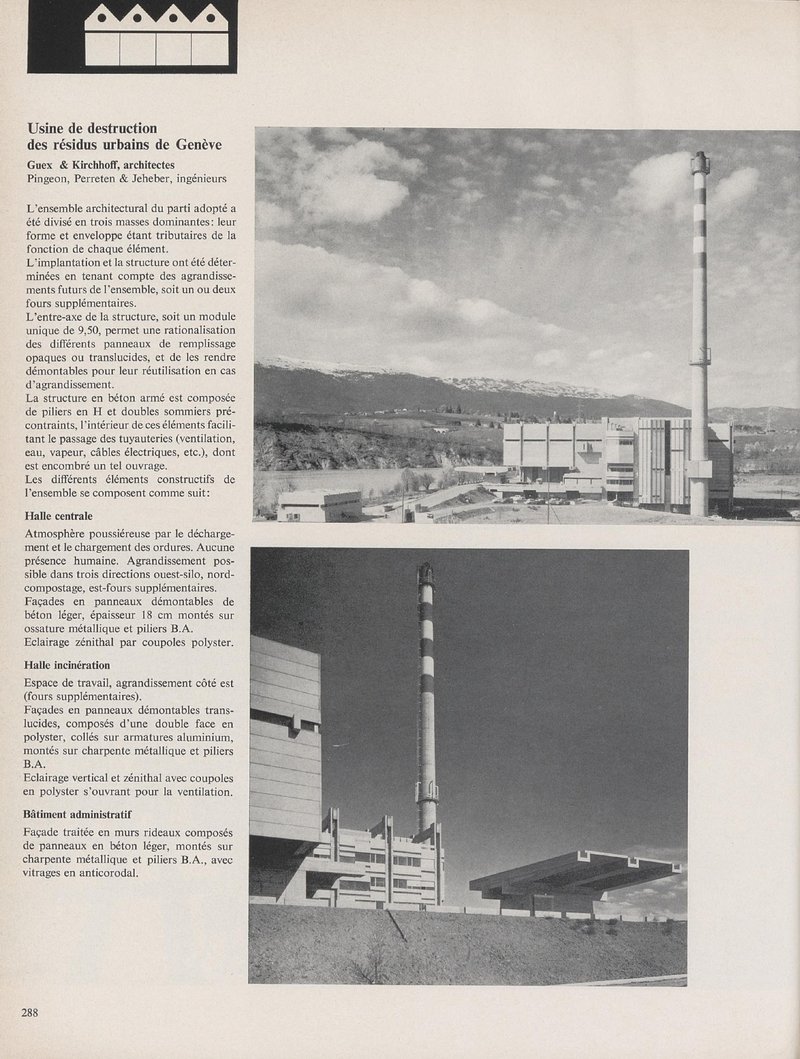 Usine de destruction des résidus urbains de Genève | Guex & Kirchhoff