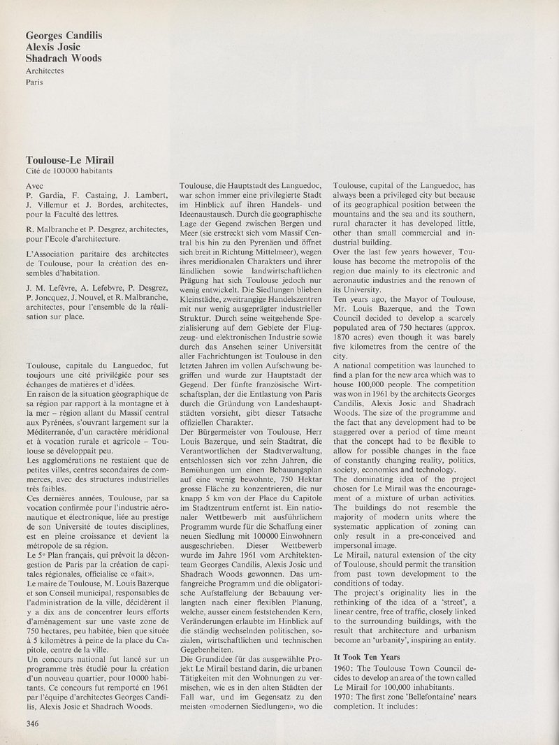 Toulouse-Le Mirail, Cité de 100'000 habitants, France | Georges Candilis, Alexis Josic, Shadrach Woods
