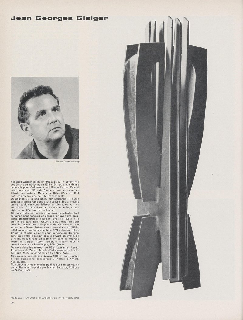 Le sculpteur Jean-Georges Gisiger | Henri Stierlin