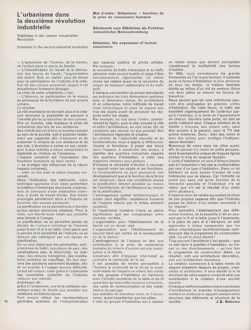 L’urbanisme dans la deuxième révolution industrielle | J. B. Bakema