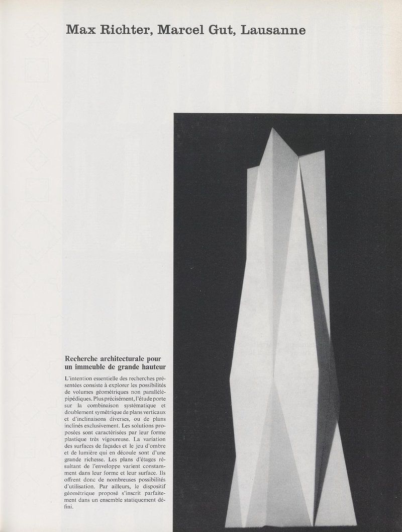 Recherche architecturale pour un immeuble de grande hauteur | Max Richter, Marcel Gut