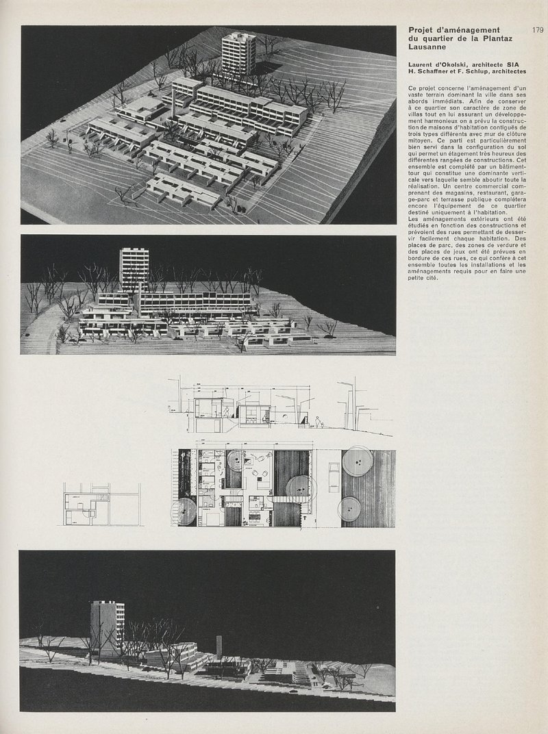 Projet d’aménagement du quartier de la Plantaz, Lausanne | Laurent d'Okolski, H. Schaffner, F. Schlup