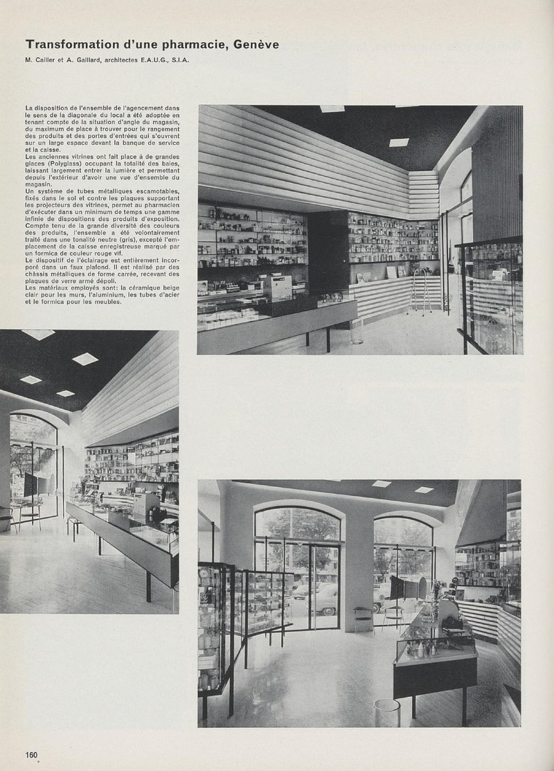 Transformation d’une pharmacie, Genève |  M. Cailler & A. Gaillard