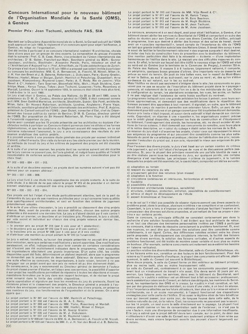 Concours International pour le nouveau bâtiment de l ’ Organisation Mondiale de la Santé (OMS), à Genève | Jean Tschumi