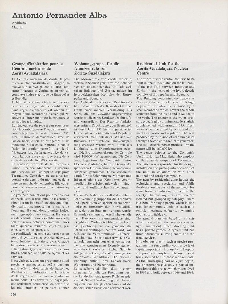 Groupe d’habitation pour la Centrale nucléaire de Zorita-Guadalajara, Espagne | Antonio Fernandez Alba