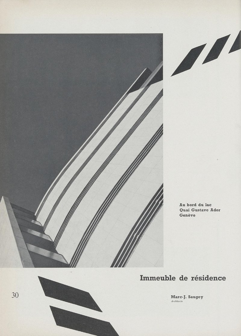 Immeuble de résidence au bord du lac, quai Gustave-Ador, à Genève, Marc-J. Saugey, architecte
