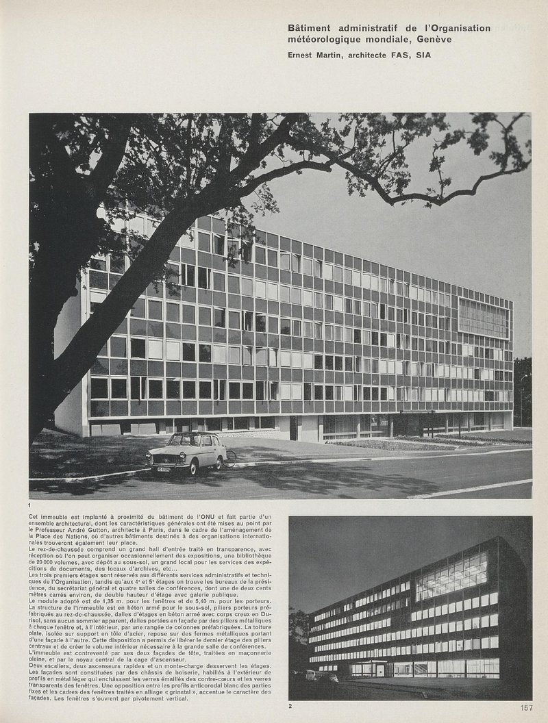 Bâtiment administratif de l’Organisation météorologique mondiale, Genève | Ernest Martin