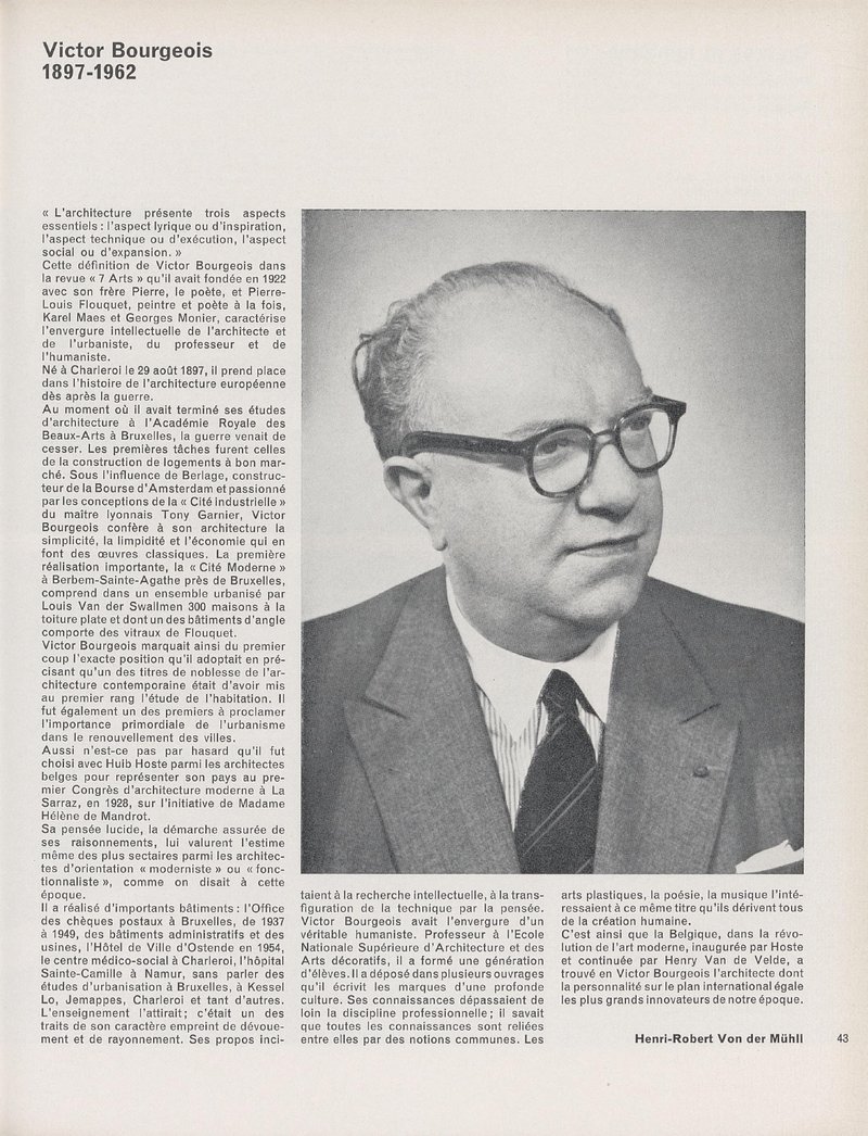Victor Bourgeois, 1897-1962 | H. R. Von der Mühll