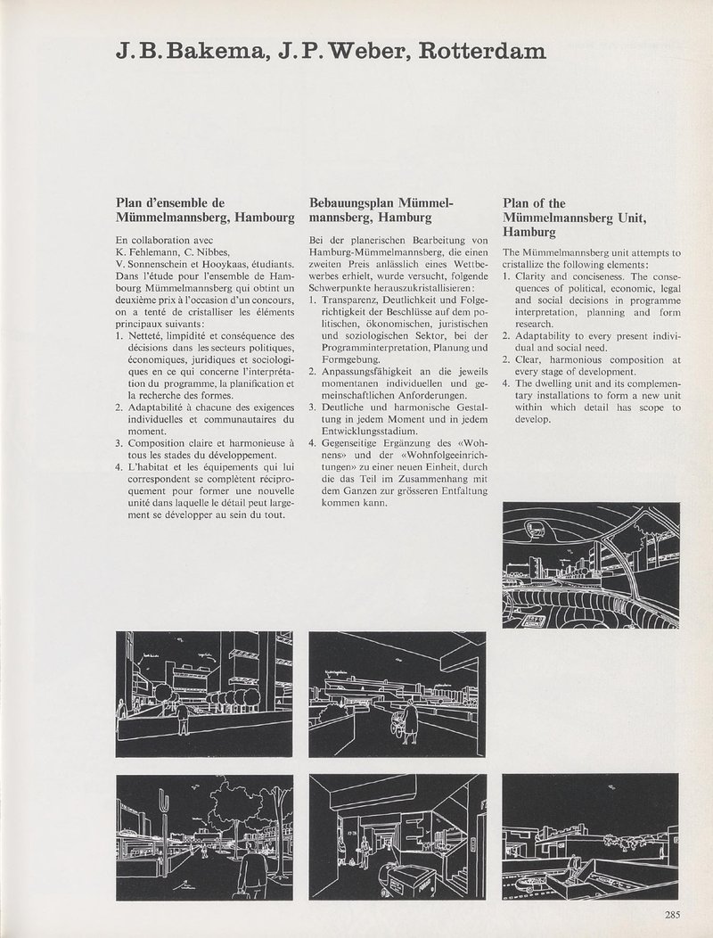 Projet: Plan d’ensemble de Mümmelmannsberg, Hambourg, Allemagne | J.B.Bakema, J. P. Weber